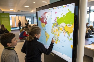 Build Planet Earth geography game showing interactive world map with continents